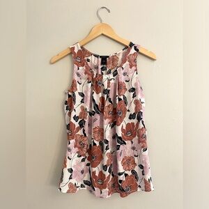 Dark Coral and Pink Floral Tank Top Blouse